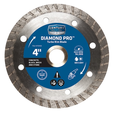 Century Drill & Tool Century Drill & Tool 4 in. D Diamond Turbo Diamond Saw Blade 75450